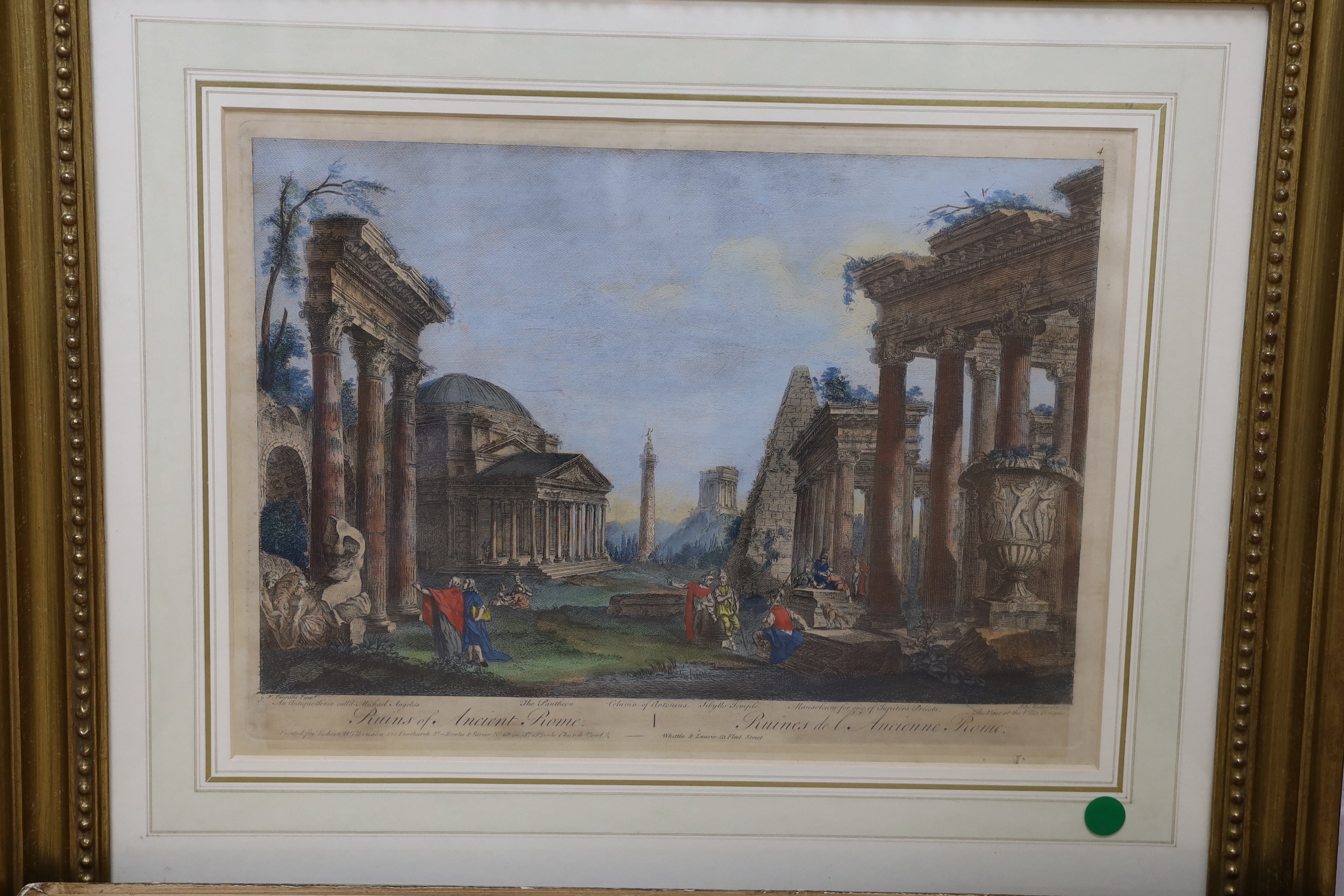 Whittle & Laurie, four coloured engravings, Views of Ancient Rome, 29 x 40cm